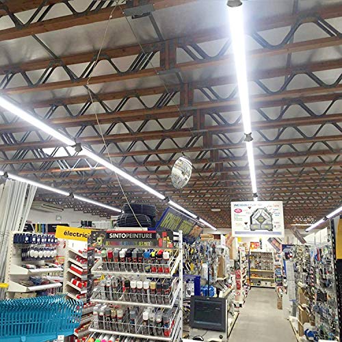 FAITHSAIL Linkable 8FT LED Shop Light, 110W, 12000 Lumen, 5000K, 8 Foot LED Fixture for Garage, Warehouse, Workshop, Plug in with Power Cord, Pull Chain, Daylight Lighting, 4 Pack