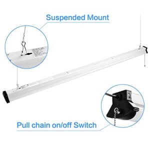 FAITHSAIL Linkable 8FT LED Shop Light, 110W, 12000 Lumen, 5000K, 8 Foot LED Fixture for Garage, Warehouse, Workshop, Plug in with Power Cord, Pull Chain, Daylight Lighting, 4 Pack