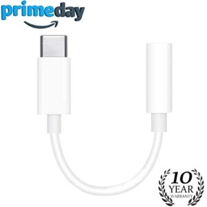 usb c to 3.5mm aux cable usb c to 3.5mm headphone adapter type c to 3.5mm audio adapter type c adapter audio connector for ipad pro/google pixel/pixel 2/2xl/3/huawei/samsung/moto z/z2-white