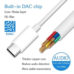 USB C to 3.5mm Aux Cable USB C to 3.5mm headphone Adapter Type C to 3.5mm Audio Adapter Type C Adapter Audio Connector for iPad Pro/Google Pixel/Pixel 2/2XL/3/Huawei/Samsung/Moto Z/Z2-White