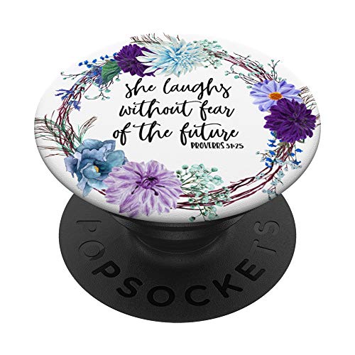 Christian Gift Bible Verse Scripture Quote Proverbs 31:25 PopSockets PopGrip: Swappable Grip for Phones & Tablets