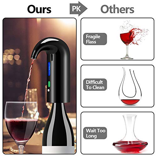 Wine Aerator Electric Wine Decanter Best Sellers One Touch Red -White Wine Accessories Aeration Work with Wine Opener for Beginner Enthusiast - Spout Pourer - wine preserver