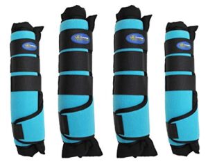 professional equine horse horse 4-pack leg care stable shipping neoprene boot wraps turquoise 4108tr