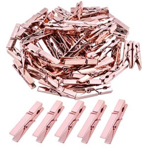 mini plastic clips, 100 pieces rose gold photo paper pegs clothespins craft clips for hanging pictures clothes paper arts crafts, length : 3.5cm