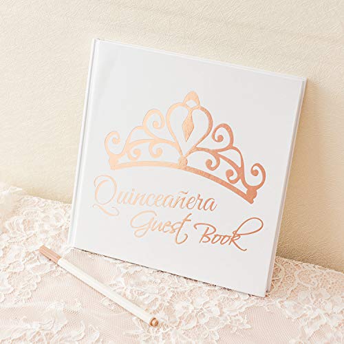 Calculs Libro De Firmas para Quinceañera Guest Book 15th Quinceanera Party Favors 8.5” Rose Gold Book Polaroid Photo Album Decorations