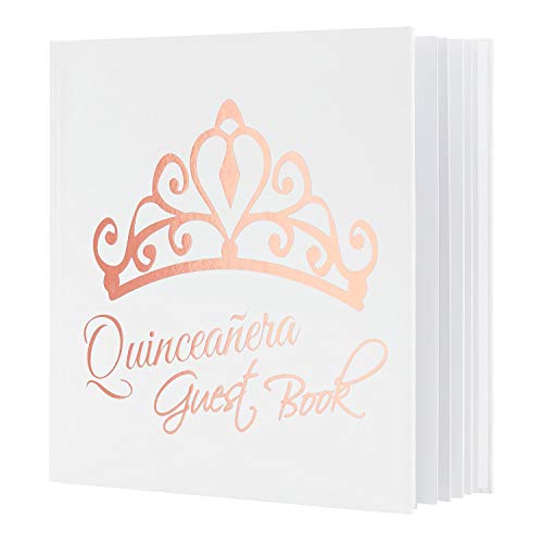 Calculs Libro De Firmas para Quinceañera Guest Book 15th Quinceanera Party Favors 8.5” Rose Gold Book Polaroid Photo Album Decorations