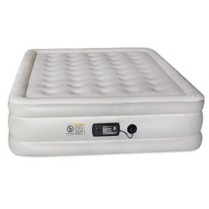 aria queen raised inflatable air mattress with built-in pump, comfortable air bed for travel or guests
