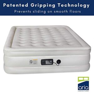 Aria Queen Raised Inflatable Air Mattress with Built-in Pump, Comfortable Air Bed for Travel or Guests