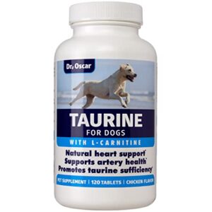 taurine supplement for dogs, meets rda of 500 mg per 25lbs weight unlike most competitors, 120ct, vet endorsed for enlarged heart (dcm), congestive heart failure (chf) taurine deficiency, heart murmur