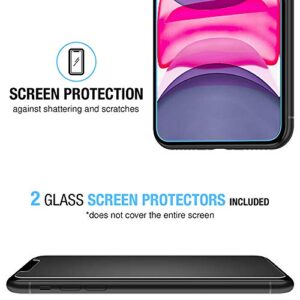 FlexGear Case for iPhone 11 with 2X Glass Screen Protectors [Full Protection] - Crystal Clear