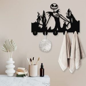 The Nightmare Before Christmas Key Hooks-Wall Hooks Heavy Duty 20LB(Max),Wall Décor,Wood Coat Hooks, Key Holder,Key Hanger for Wall、Entryway and Kitchen