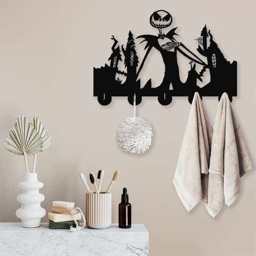 The Nightmare Before Christmas Key Hooks-Wall Hooks Heavy Duty 20LB(Max),Wall Décor,Wood Coat Hooks, Key Holder,Key Hanger for Wall、Entryway and Kitchen