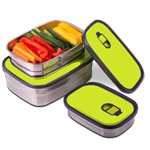 bento lunch box for kids adults, stainless steel leakproof lunch containers boxs for kids storage, vacuum fresh-keeping for school work picnic, food-grade silicone