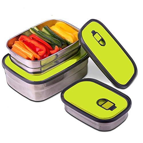 Bento Lunch Box for Kids Adults, Stainless Steel Leakproof Lunch Containers Boxs for Kids Storage, Vacuum Fresh-Keeping for School Work Picnic, Food-grade Silicone