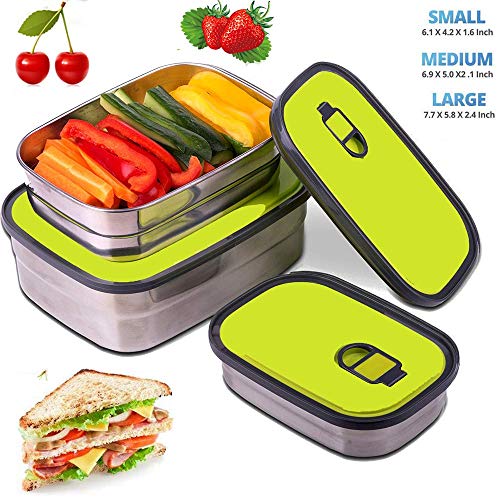 Bento Lunch Box for Kids Adults, Stainless Steel Leakproof Lunch Containers Boxs for Kids Storage, Vacuum Fresh-Keeping for School Work Picnic, Food-grade Silicone