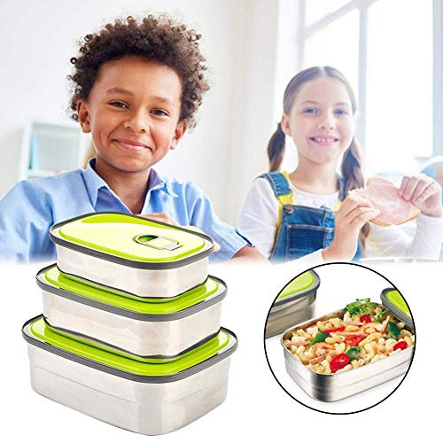 Bento Lunch Box for Kids Adults, Stainless Steel Leakproof Lunch Containers Boxs for Kids Storage, Vacuum Fresh-Keeping for School Work Picnic, Food-grade Silicone