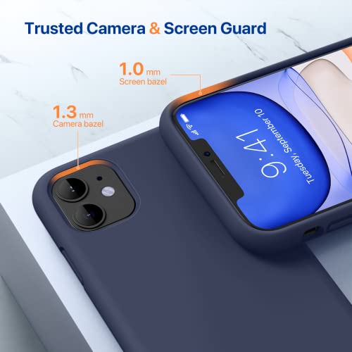 Miracase Liquid Silicone Phone Case Compatible with iPhone 11 6.1 inch(2019), Gel Rubber Full Body Protection Cover Case Drop Protection Case (Navy Blue)