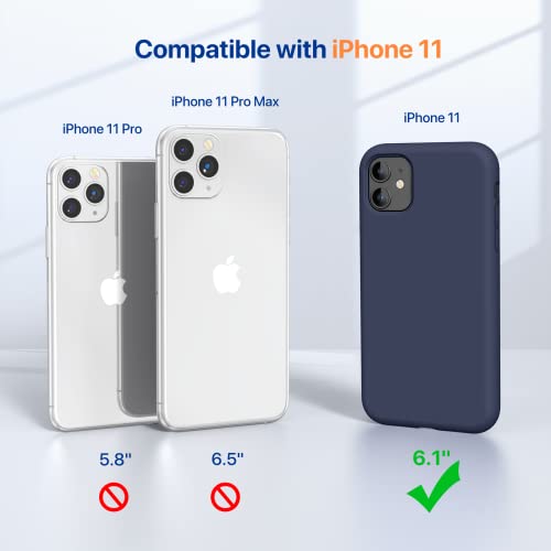 Miracase Liquid Silicone Phone Case Compatible with iPhone 11 6.1 inch(2019), Gel Rubber Full Body Protection Cover Case Drop Protection Case (Navy Blue)