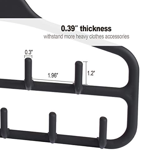 Belt Hanger Rack Holder for Closet, Sturdy Belt Organizer with 360 Degree Swivel, 11 Large Sturdy Belt Hooks, Non Slip Rubberized Belt Storage, Black