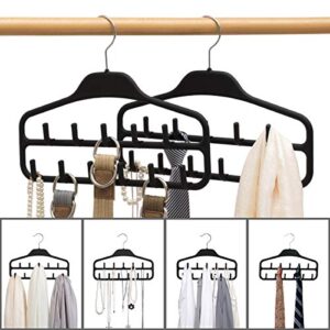 Belt Hanger Rack Holder for Closet, Sturdy Belt Organizer with 360 Degree Swivel, 11 Large Sturdy Belt Hooks, Non Slip Rubberized Belt Storage, Black