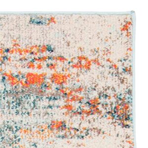 SAFAVIEH Madison Collection 6' x 9' Cream / Orange MAD478B Modern Abstract Non-Shedding Living Room Bedroom Dining Home Office Area Rug