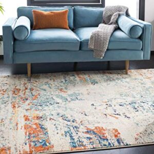 SAFAVIEH Madison Collection 6' x 9' Cream / Orange MAD478B Modern Abstract Non-Shedding Living Room Bedroom Dining Home Office Area Rug