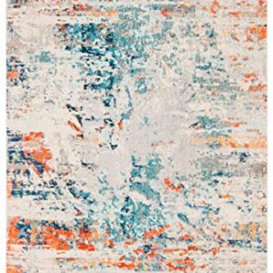 SAFAVIEH Madison Collection 6' x 9' Cream / Orange MAD478B Modern Abstract Non-Shedding Living Room Bedroom Dining Home Office Area Rug