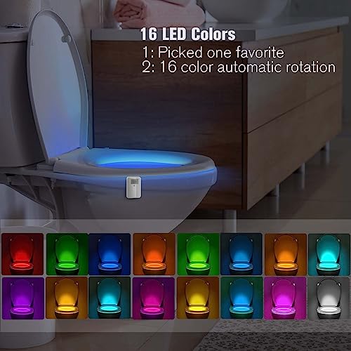 Chunace Rechargeable Toilet Night Lights 3 Pack - Motion Sensor Activated LED Lamp - Funny 16-Color Changing Bathroom Accessory for Home Decor - Cool Fun Gadgets for Stocking Stuffers