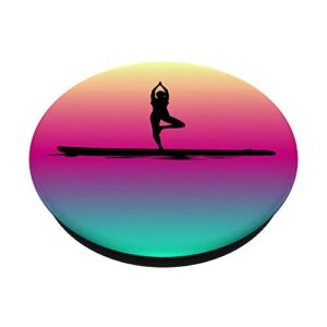 Stand Up Paddle Board Yoga Pose Funny Surfing Beach Sea Gift PopSockets PopGrip: Swappable Grip for Phones & Tablets