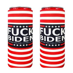 xccme 2pcs fuck biden can cooler,fuck you for voting for him slim sleeves for 12oz slim cans like red bull, white claw, slim beer and spiked seltzer water（fuck biden）