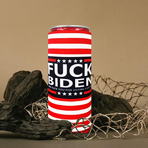 XccMe 2pcs Fuck Biden Can Cooler,Fuck You For Voting For Him Slim sleeves for 12oz Slim Cans like Red Bull, White Claw, Slim Beer and Spiked Seltzer Water（Fuck Biden）