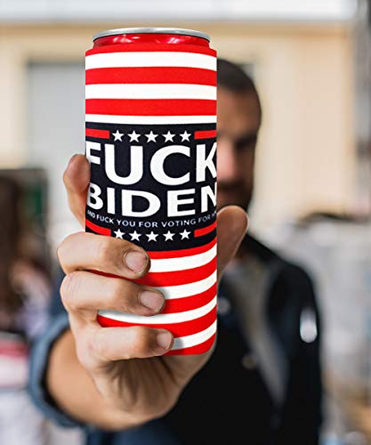 XccMe 2pcs Fuck Biden Can Cooler,Fuck You For Voting For Him Slim sleeves for 12oz Slim Cans like Red Bull, White Claw, Slim Beer and Spiked Seltzer Water（Fuck Biden）