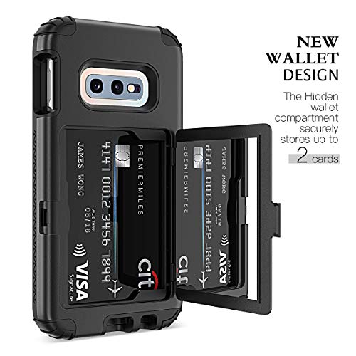 WeLoveCase Galaxy S10e Wallet Case Built in Screen Protector S10e Defender Wallet Card Holder Cover with Hidden Mirror 3 Layer Shockproof Heavy Duty Protection Case for Samsung Galaxy S10e Black
