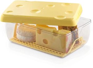 snips 12.5-cup cheese keeper with drain and bottom grid, yellow