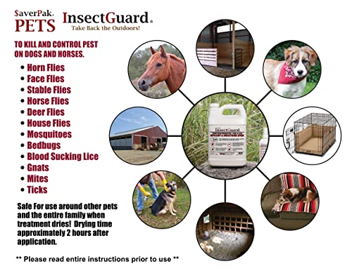 $averPak InsectGuard Permethrin Mosquitoes, Ticks and Flies Repellent & Insecticide Spray for Pet Dog Horse Blanket Bed Kennal Stabels & More - Gallon (128oz)