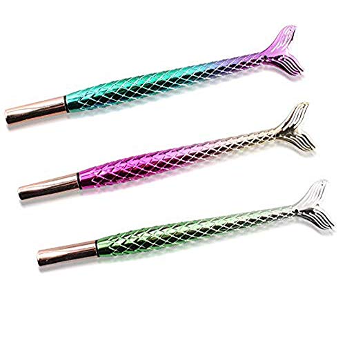 LuFOX 6Pcs Mermaid Tail Gel Pens for Child, Women, Coworkers, Hostess and Girlfriend, Great Party Supplies and School Supplies, Black Ink (0.5mm)
