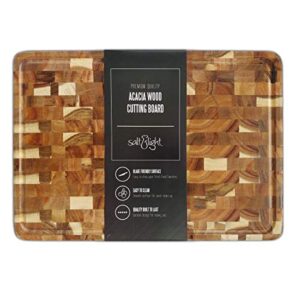 salt & light acacia wood cutting board for kitchen with juice groove, 12 x 17 x 1.25 inches