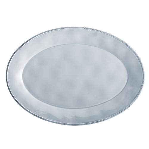 Rachael Ray 10" x 14" Oval Stoneware Platter, 10 Inch x 14 Inch, Sea Salt Gray
