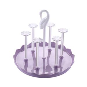 kitchen drain cup holder water bottle drying drainer rack - swan head plastic drainer stand mug/bottle for kitchen/dining/living room-assembled cup rack (purple)