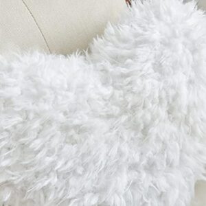 Christmas Decorations Fluffy Heart Throw Pillow With Pillow Cover and Insert, Shaggy Faux Fur,Valentines Day,Mothers Day Decorative Design for Indoor and Outdoor, (White, Heart Shape-15.7X15.7Inches)