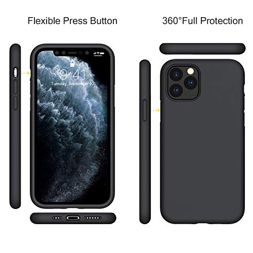 Miracase Liquid Silicone Case Compatible with iPhone 11 Pro 5.8 inch(2019), Gel Rubber Full Body Protection Shockproof Cover Case Drop Protection Case(Black)