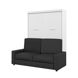 bestar nebula queen murphy bed with sofa, white