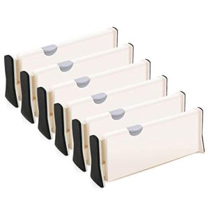 assacalynn 6-pack adjustable drawer dividers organizer separators - good grips dresser organizer - for bedroom, bathroom, closet, baby drawer, desk