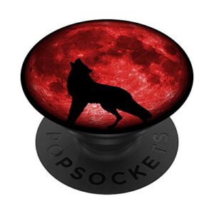 howling wolf red moon popsockets swappable popgrip