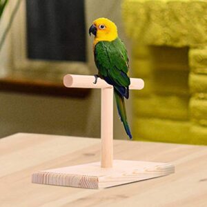 loinhgeo Portable Wood Bird Parrot Training Spin Perch Stand Playground Platform Toy Wood Color