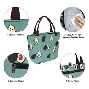 E-Clover Lunch Box for Women Insulated Lunch Bag Reusable Lunchbox Cooler Bags for Office Work Beach Travel Avocado Gifts