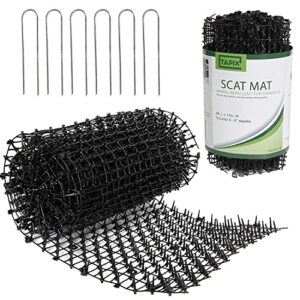 tapix cat scat mat with spikes digging stopper (8 ft.) anti-cat network cat strips, cat deterrent mat for indoor and outdoor with 6 staples