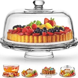 Royalty Art European Cake Stand with Dome (6-in-1 Design) Multifunctional Serving Platter for Kitchens, Dining Rooms, Pedes Glass Durabilitytal or Cover Use, Elegant Product Name