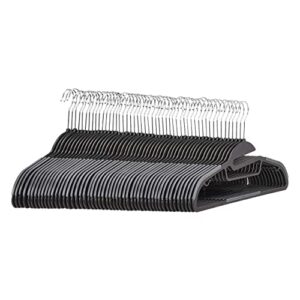 amazon basics non-slip heavy duty plastic hanger with rubber and horizontal bar, 50-pack, gray