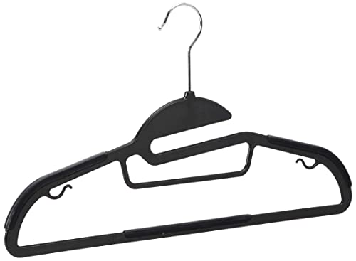 Amazon Basics Non-slip Heavy Duty Plastic Hanger with Rubber and Horizontal Bar, 50-Pack, Gray